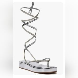 Azalea Wang Irvine Silver Wrap Platform Sandals